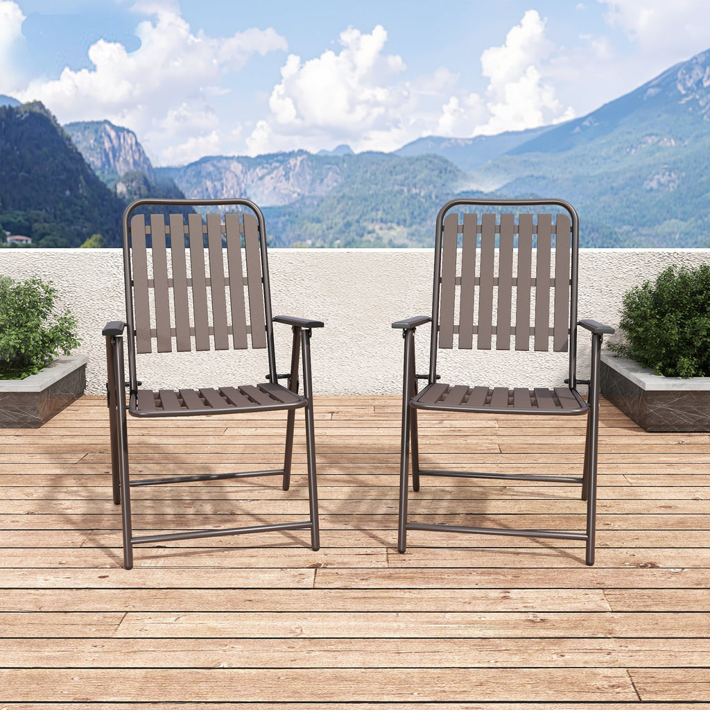 2-Piece Folding Chair 350lb Capacity Rust-Resistant Stain-Proof for Balcony Garden
