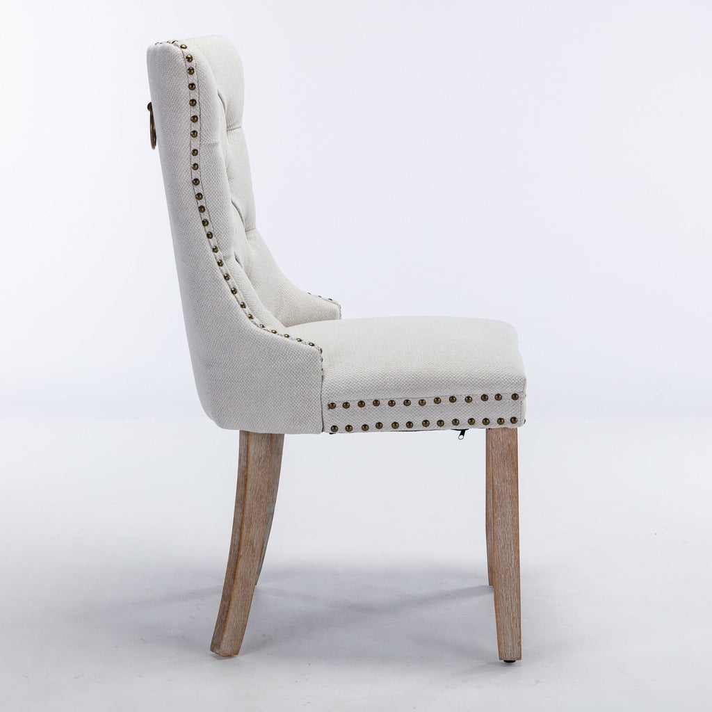 Linen Contemporary Tufted Flax Upholstered Dining Chairs (Set of 2)