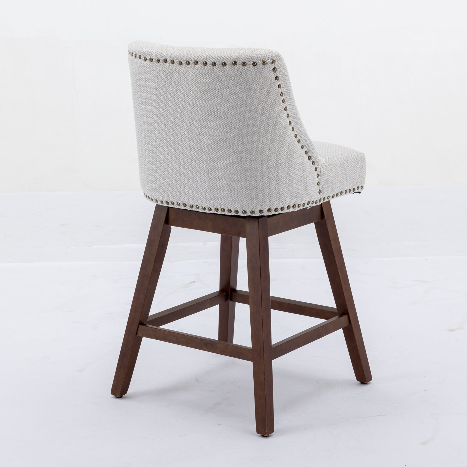 Upholstered Swivel Counter Height Bar Stools with Nailhead Trim (Set of 2)