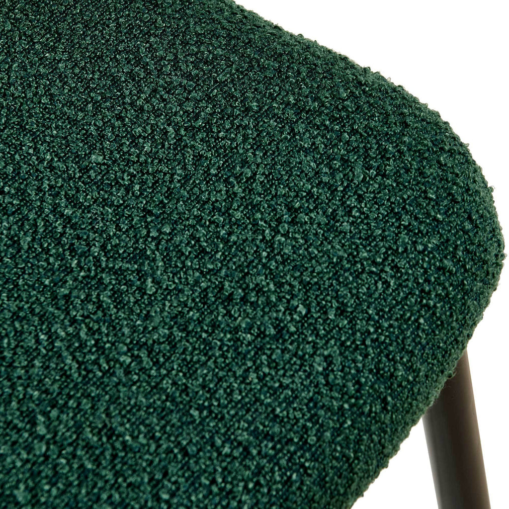Green Rattan Boucle Dining Chairs with Natural Cane Back (Set of 2)