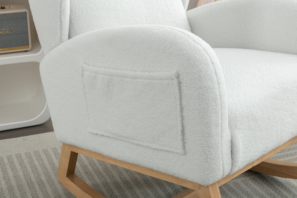Teddy Fabric Rocking Chair with Packet Wood Legs