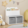 Kids Bookshelf with Storage Bins Wooden Bookcase