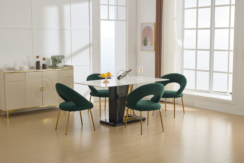Velvet/Teddy Fabric Dining Chairs with Curved Backrest