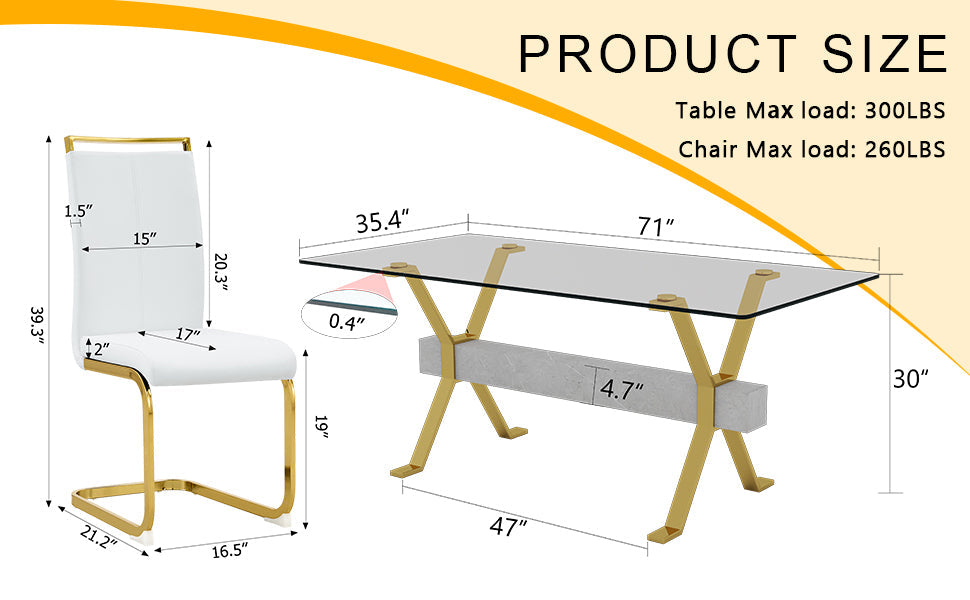 Elegant Transparent Tempered Glass Dining Set