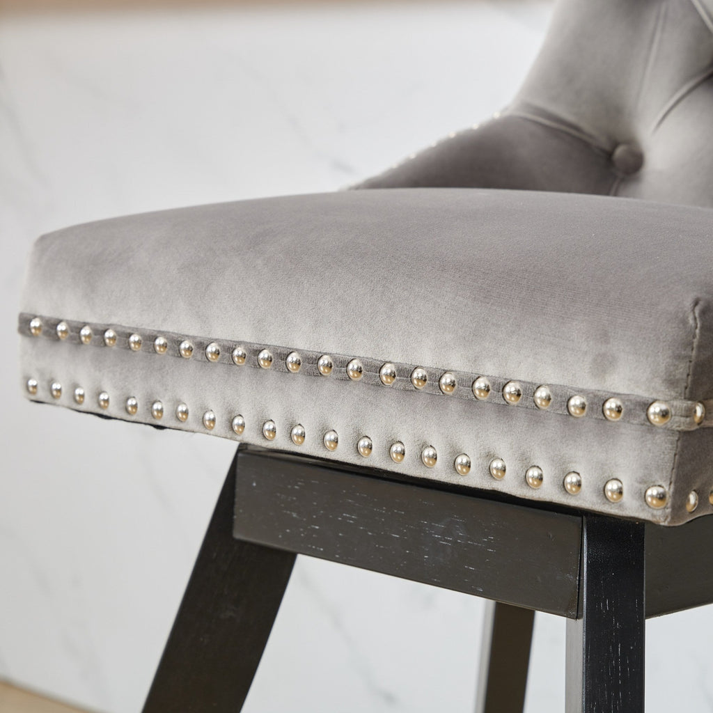 Swivel Velvet Barstools with Button Tufted Decoration (Set of 2)