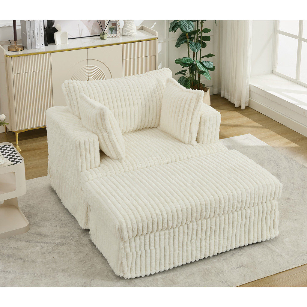 47.7'' Oversized Corduroy Chaise Longue with Ottoman