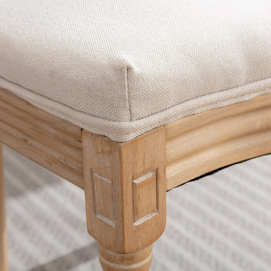 French Style Linen Fabric Rattan Back Dining Chairs (Set of 2)