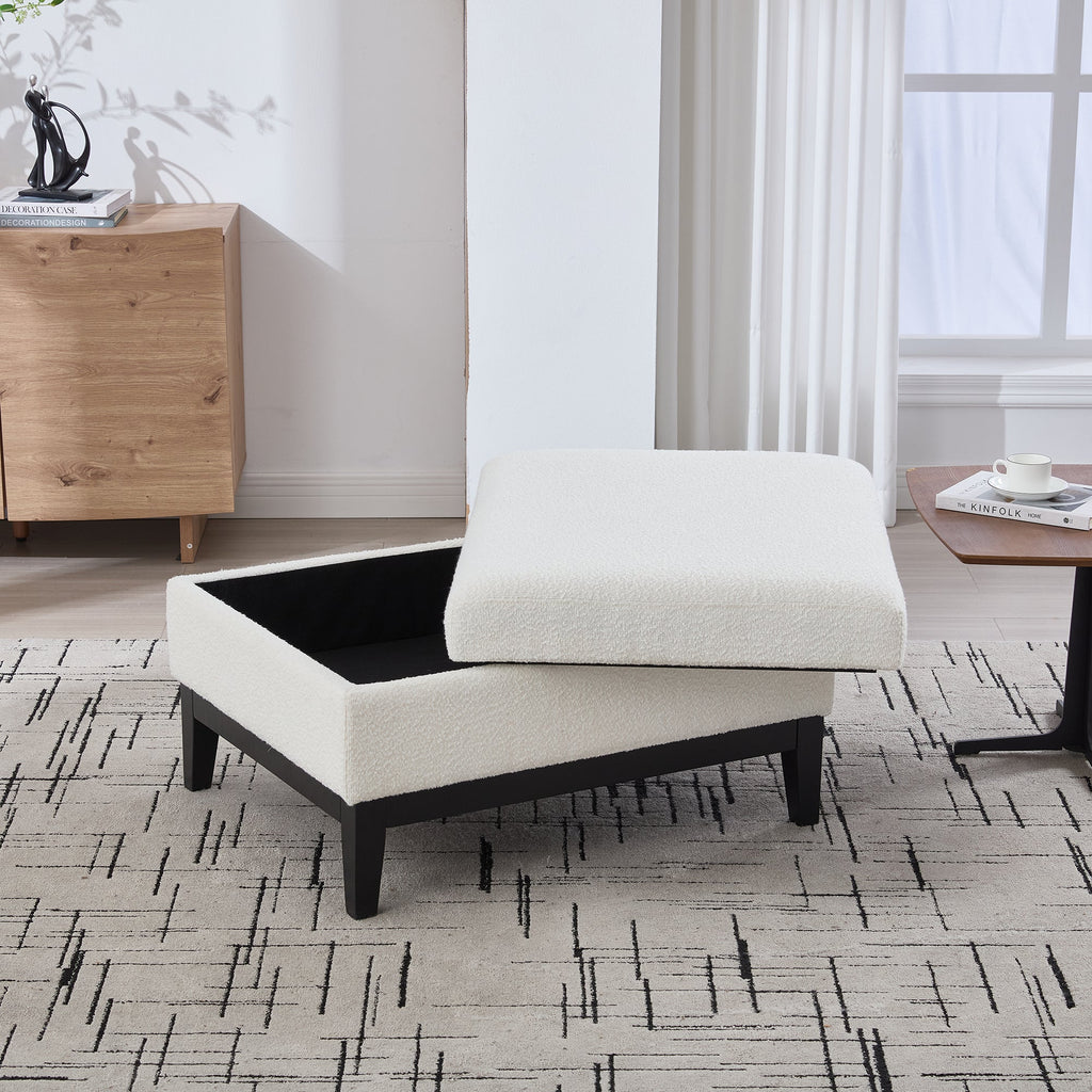 33.86'W Upholstered Wood Base Storage Ottoman