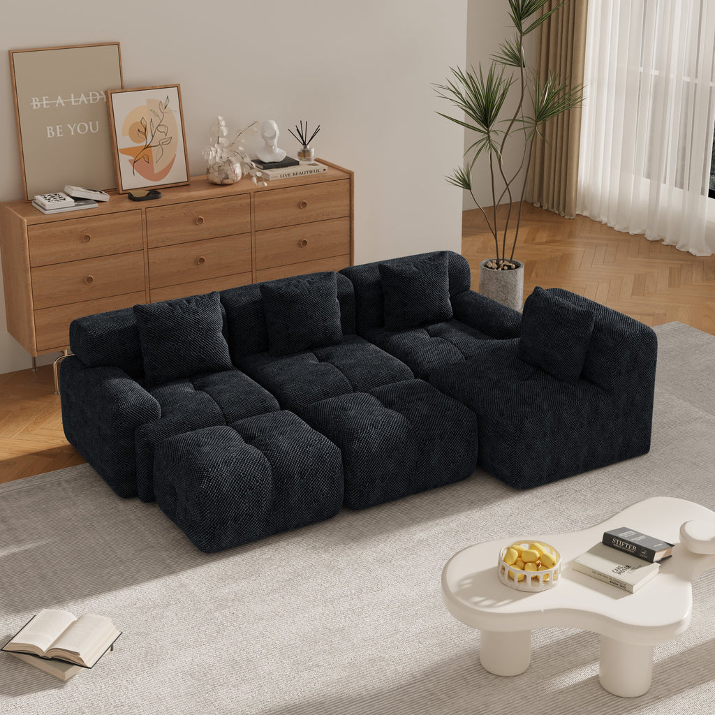 Oversized Boneless Convertible Cloud Couch with Movable Ottoman