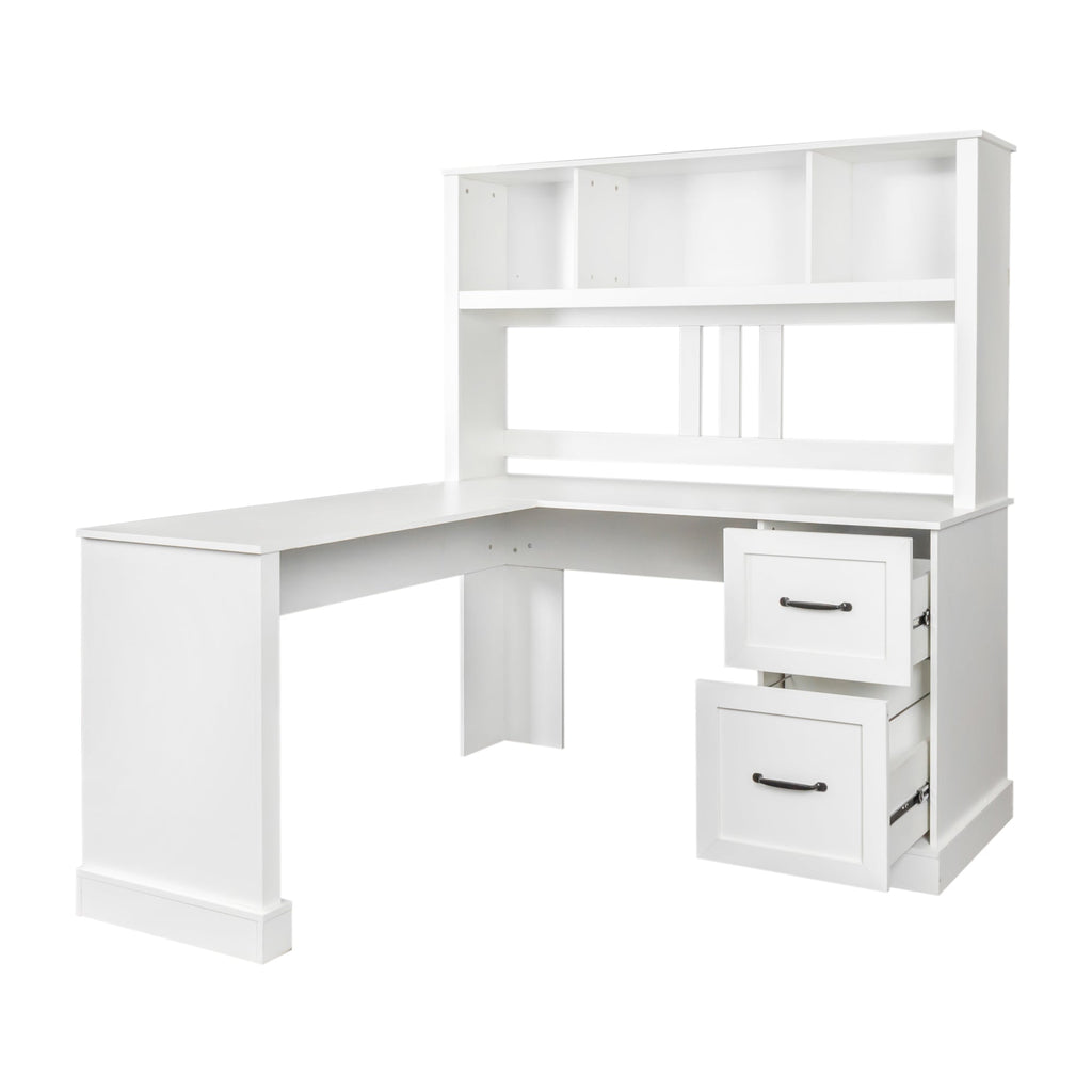 Space-Saving Home Office Computer Workstation with Storage Shelves
