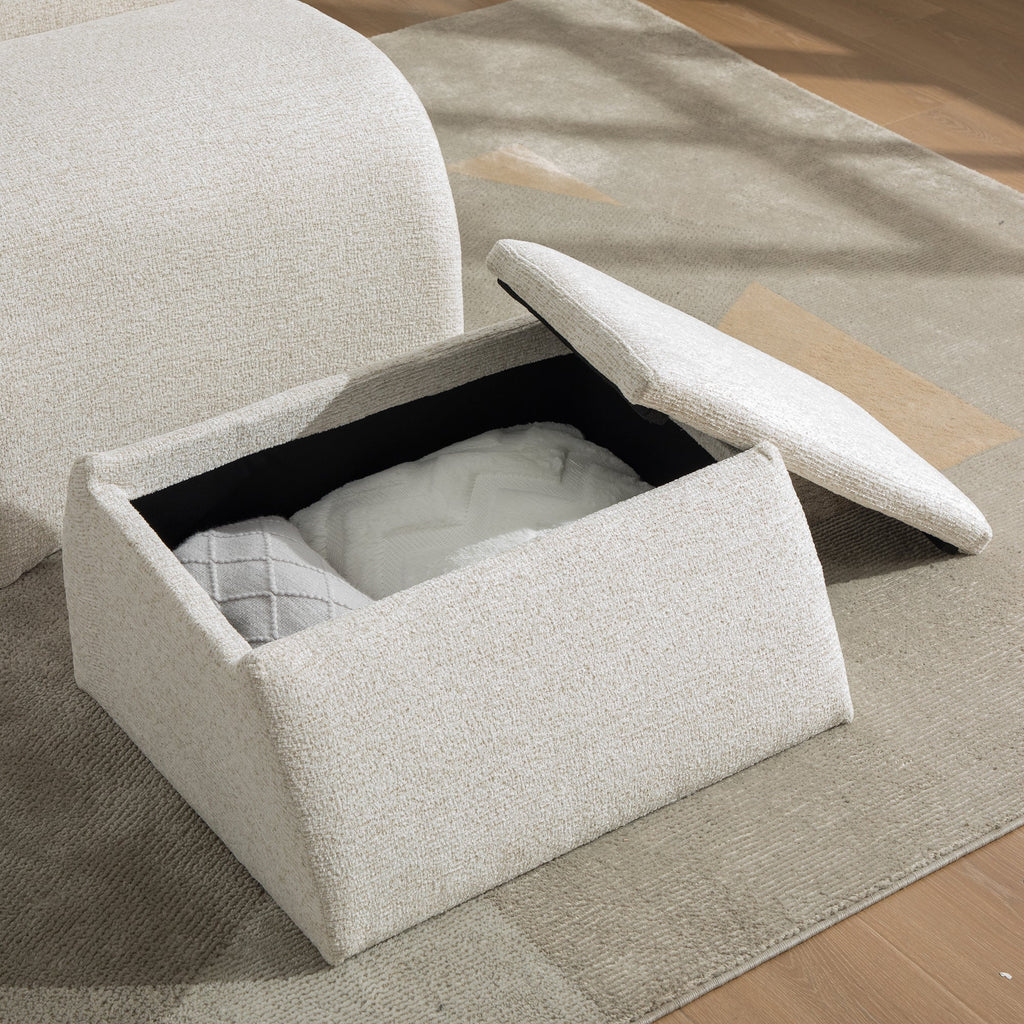 24.8 ' Wide Modern Upholstered Armless Chair with Storage Ottoman