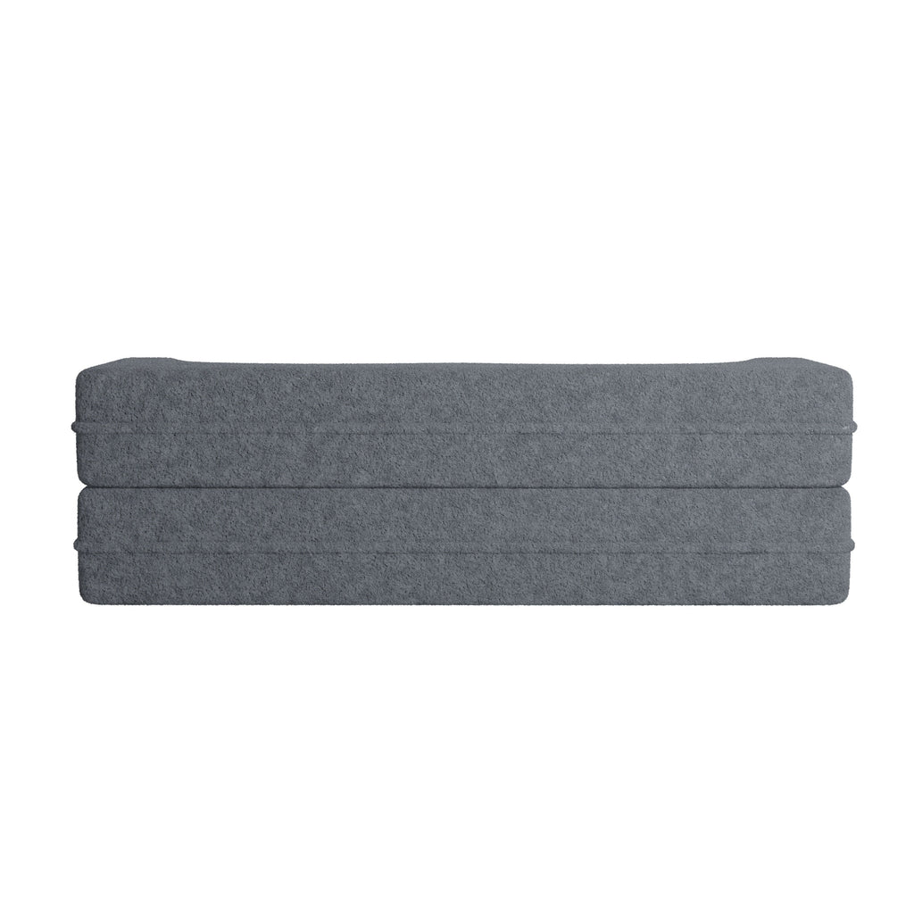 Modern Convertible Teddy Fabric Sofa with 2 Pillows