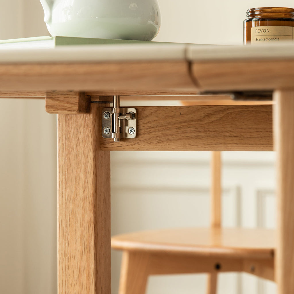 Natural Solid Oak Rock Slab Extending Dining Table