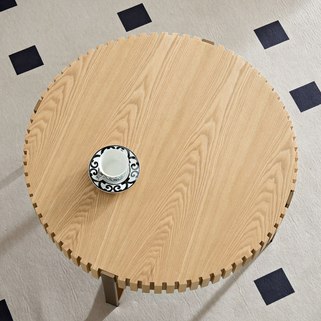 Modern Handcraft Drum Round Coffee Table