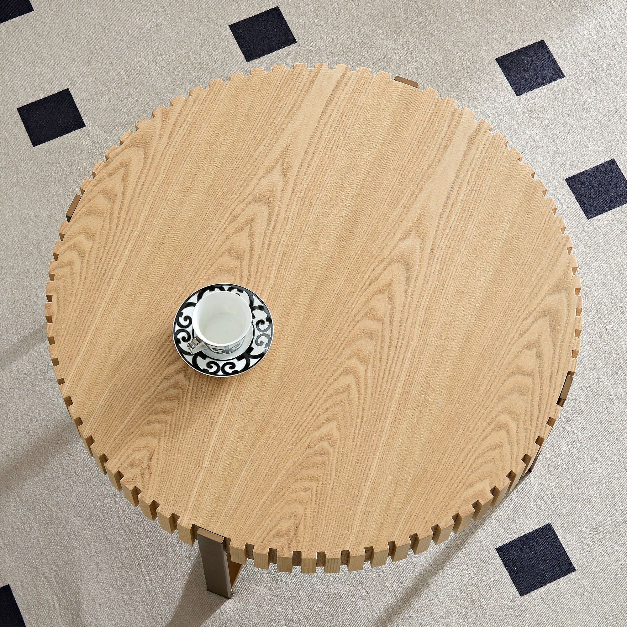 Modern Handcraft Drum Round Coffee Table
