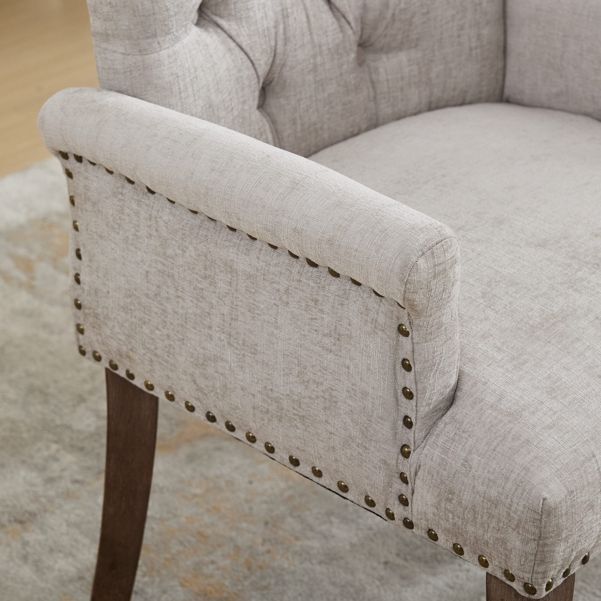Elegant Upholstered Chenille Fabric Accent Dining Chair