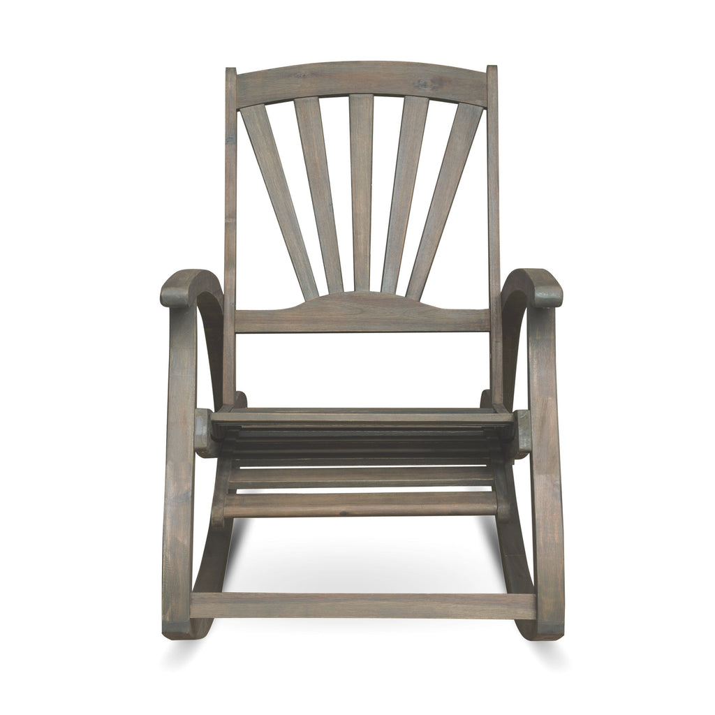 Outdoor Acacia Wood Rocking Chair with Retractable Foot Panel