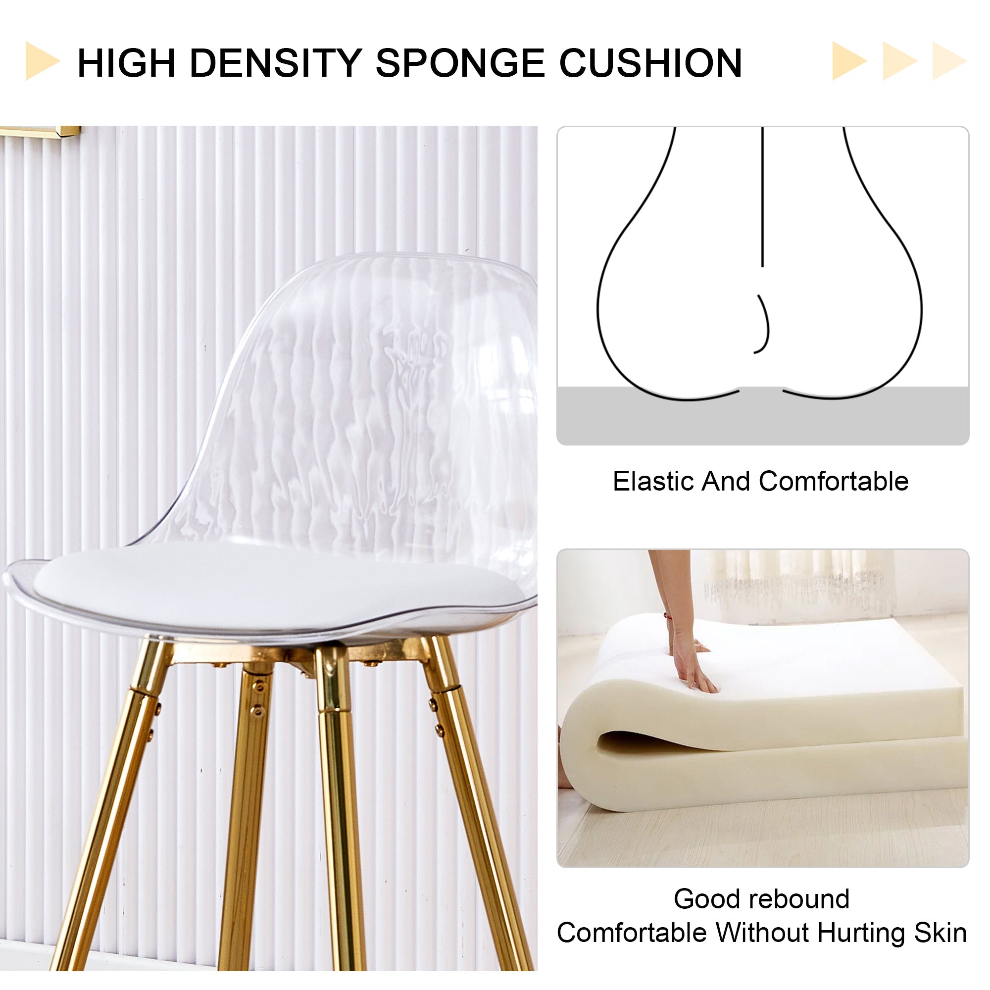 Stylish Upholstered Bar Chairs with Metal Legs