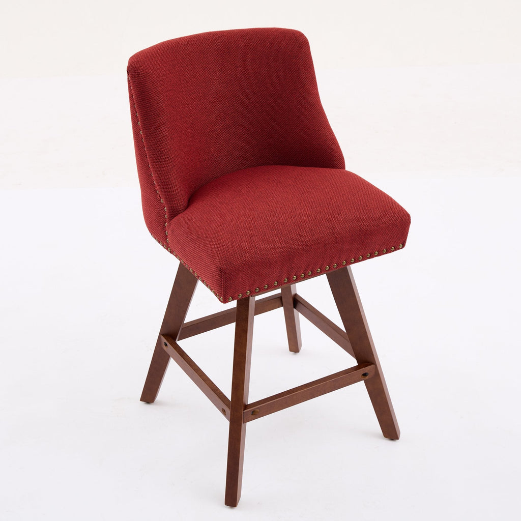 Upholstered Swivel Counter Height Bar Stools with Nailhead Trim (Set of 2)