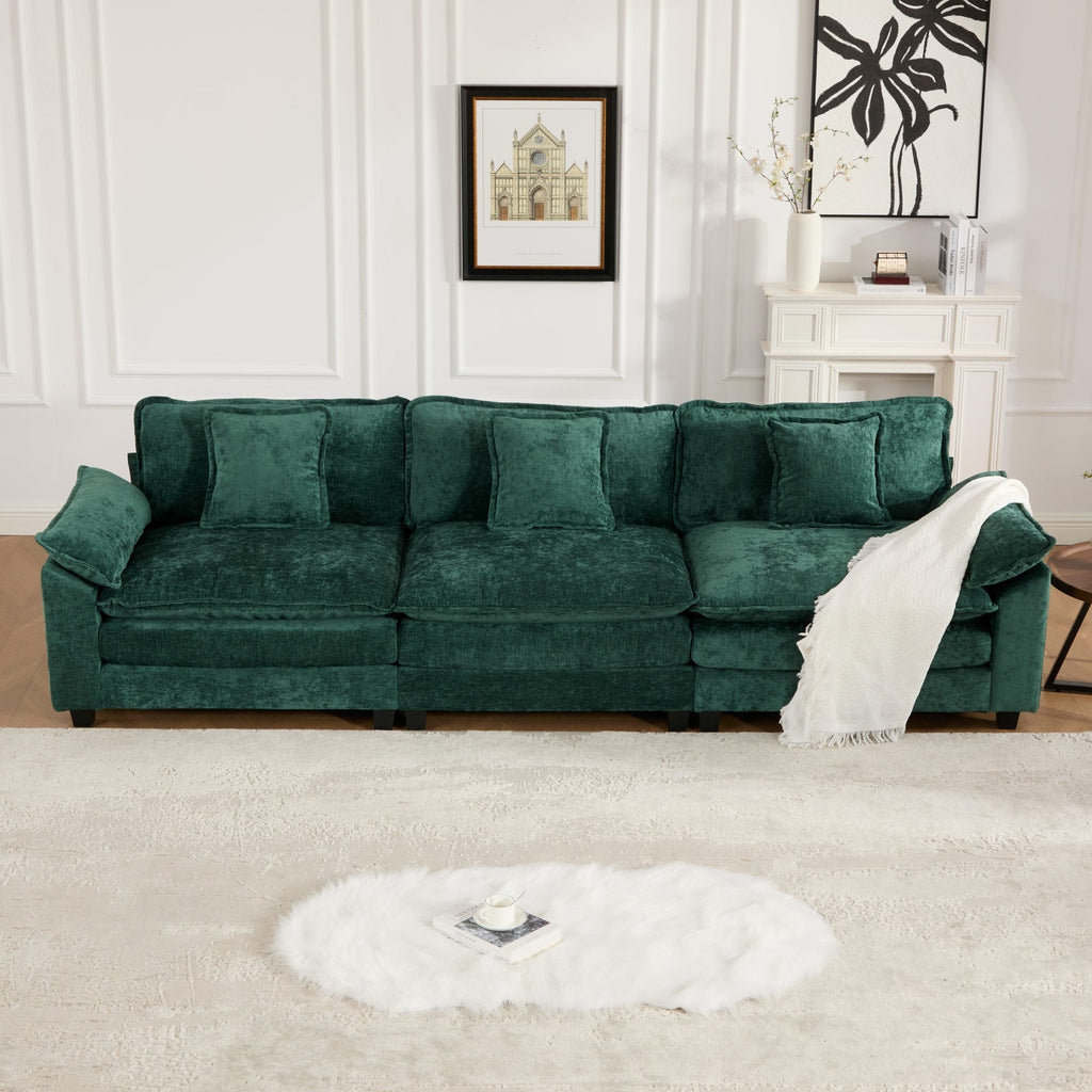 Modern Comfy Upholstered Seat Cushion Sectional Couch (Ottoman is Not Included)