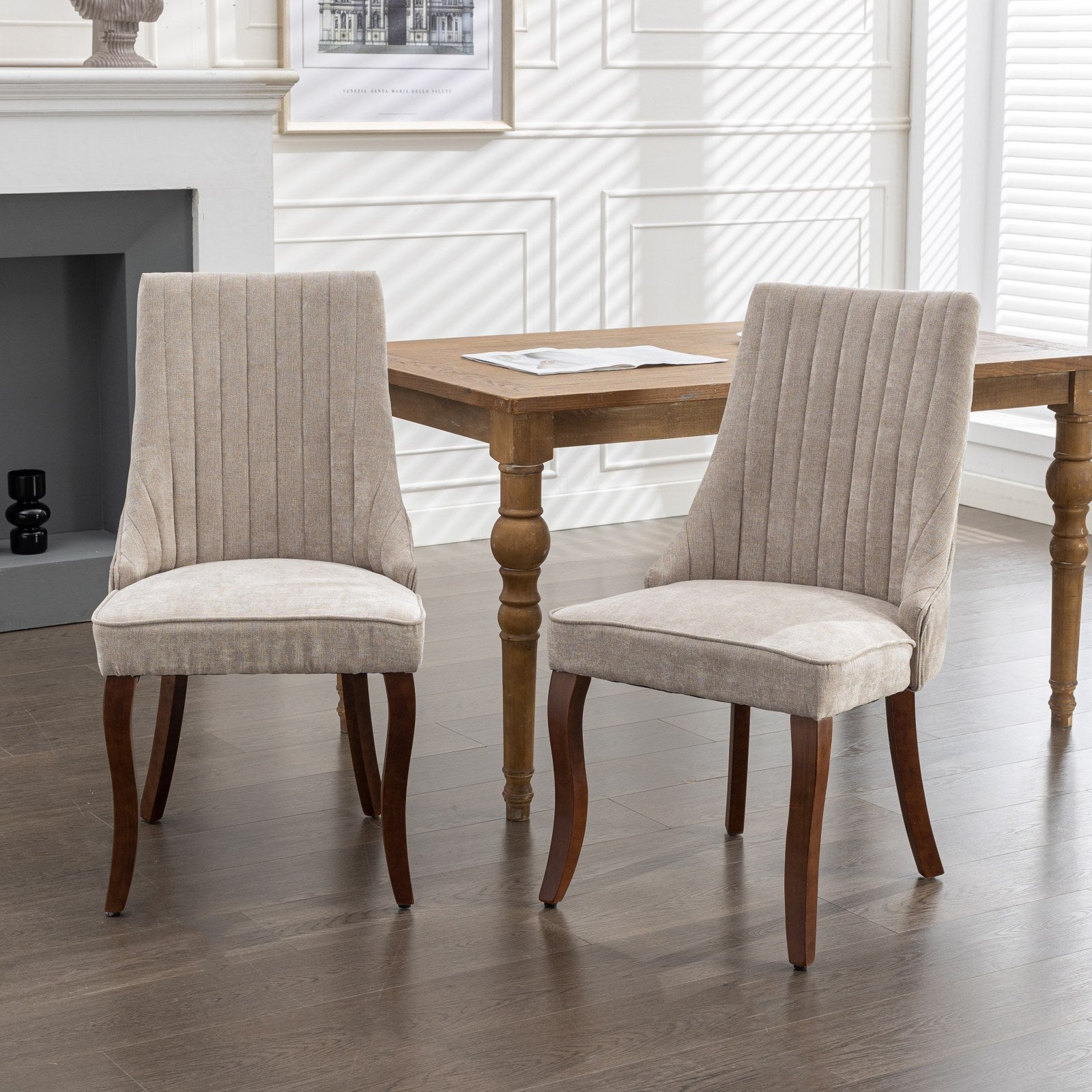 Rayon Cloth Flocking Velvet/Linen Dining Chairs (Set of 2)