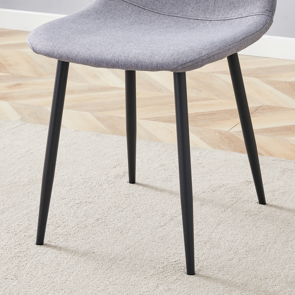 Luxury Simple Chair Black Linen Dining Chair  (Set of 4)