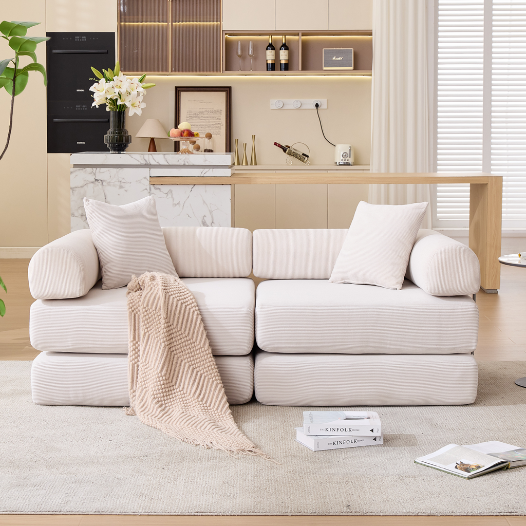 2 Seat Convertible Couch Folding Mattress Couch Sofa Bed