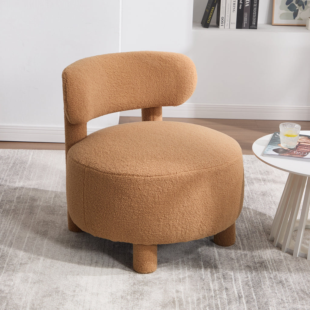 Fur/Teddy Fabric Armless Accent Chair with Curved Backrest