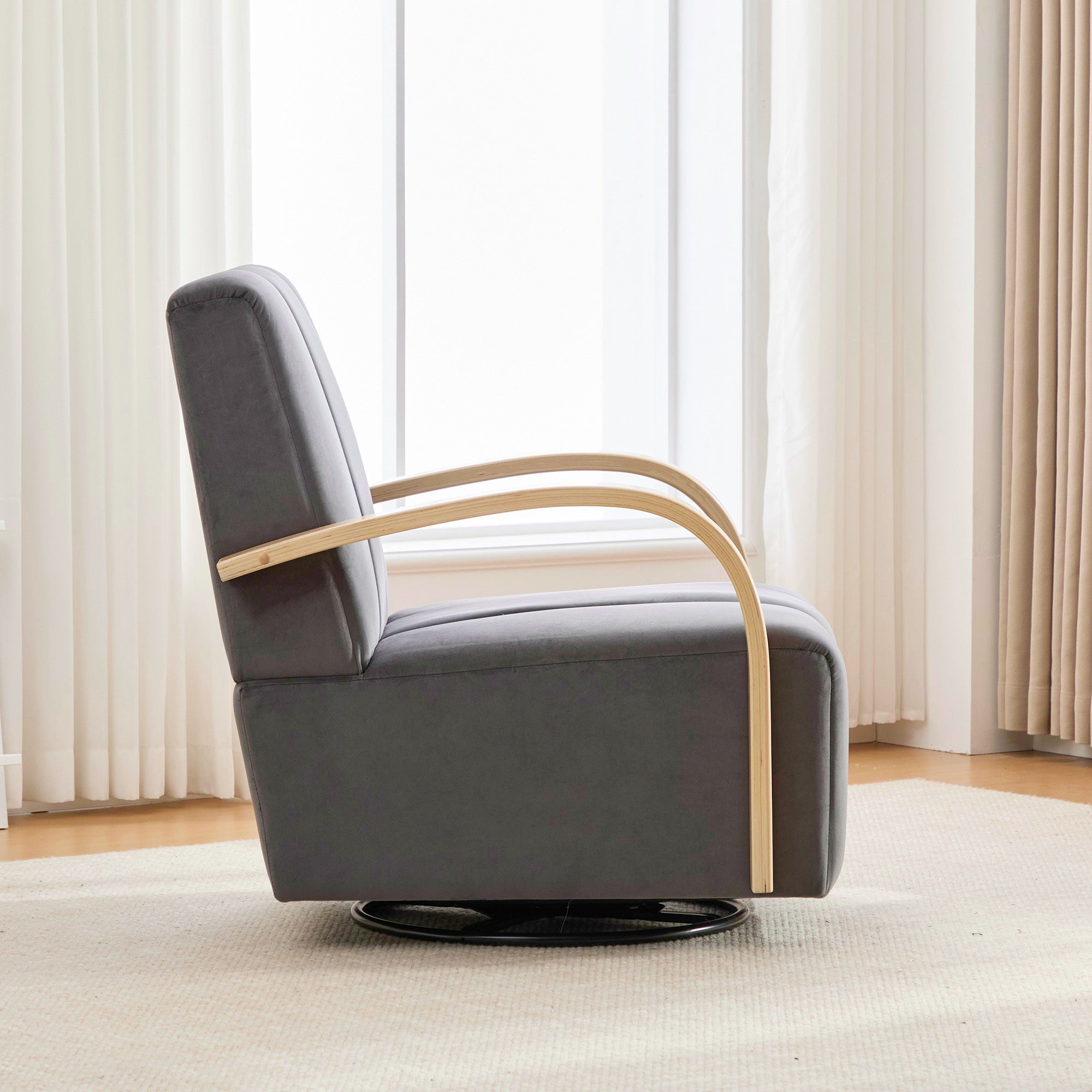 Modern Upholstered 360° Swivel Accent Chair