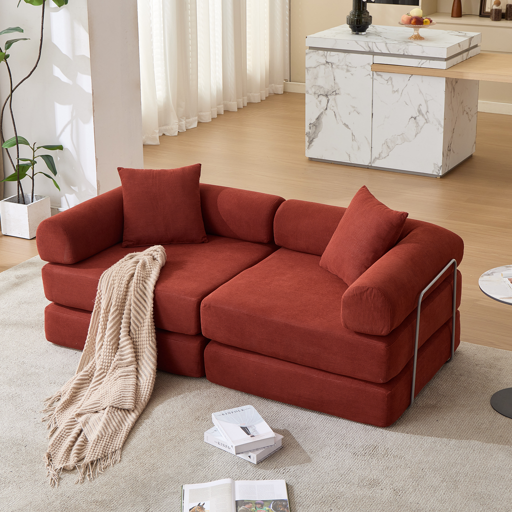 2 Seat Convertible Couch Folding Mattress Couch Sofa Bed