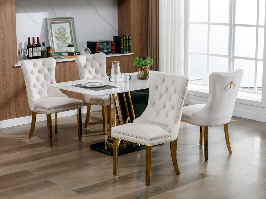 Modern High-end Tufted Solid Wood Velvet Dining Chairs (Set of 2)