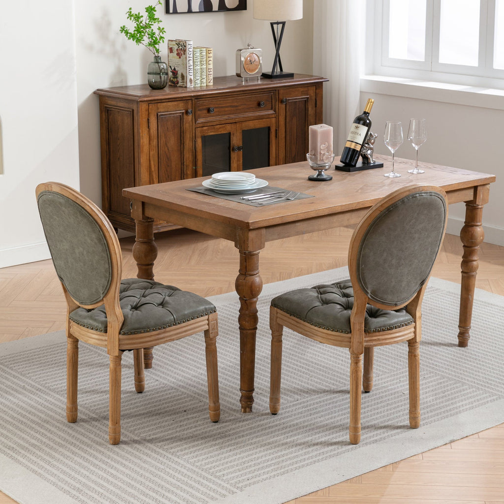 French Style Antique Painting PU Dining Chairs (Set of 2)
