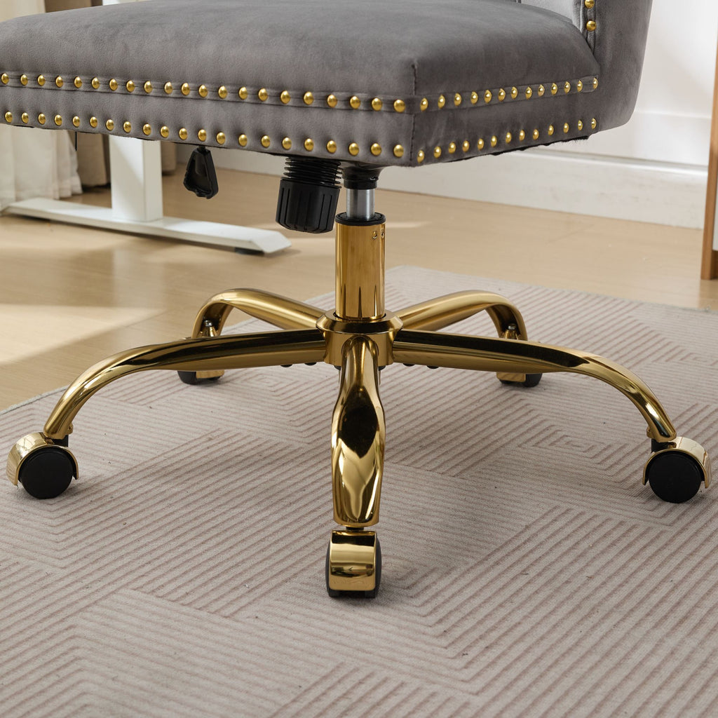 Modern Velvet Upholstered Tufted Button Home Office Chair