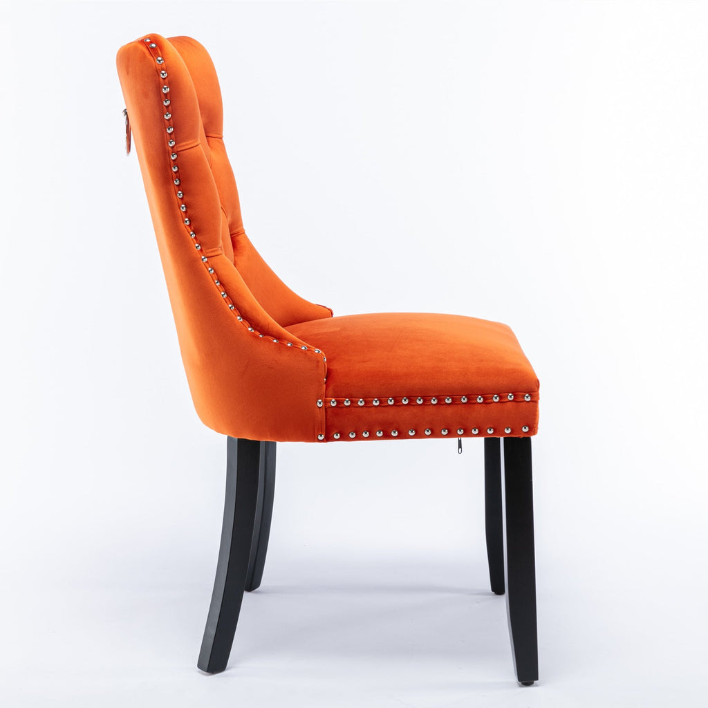 Modern High-end Tufted Solid Wood Velvet Dining Chair(Set of 2)