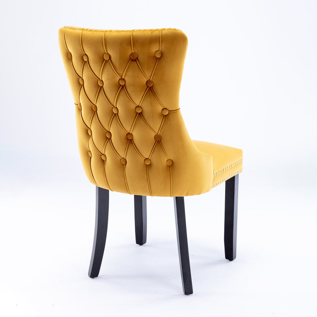 Modern Velvet Upholstered Wing-Back Dining Chairs (Set of 2)