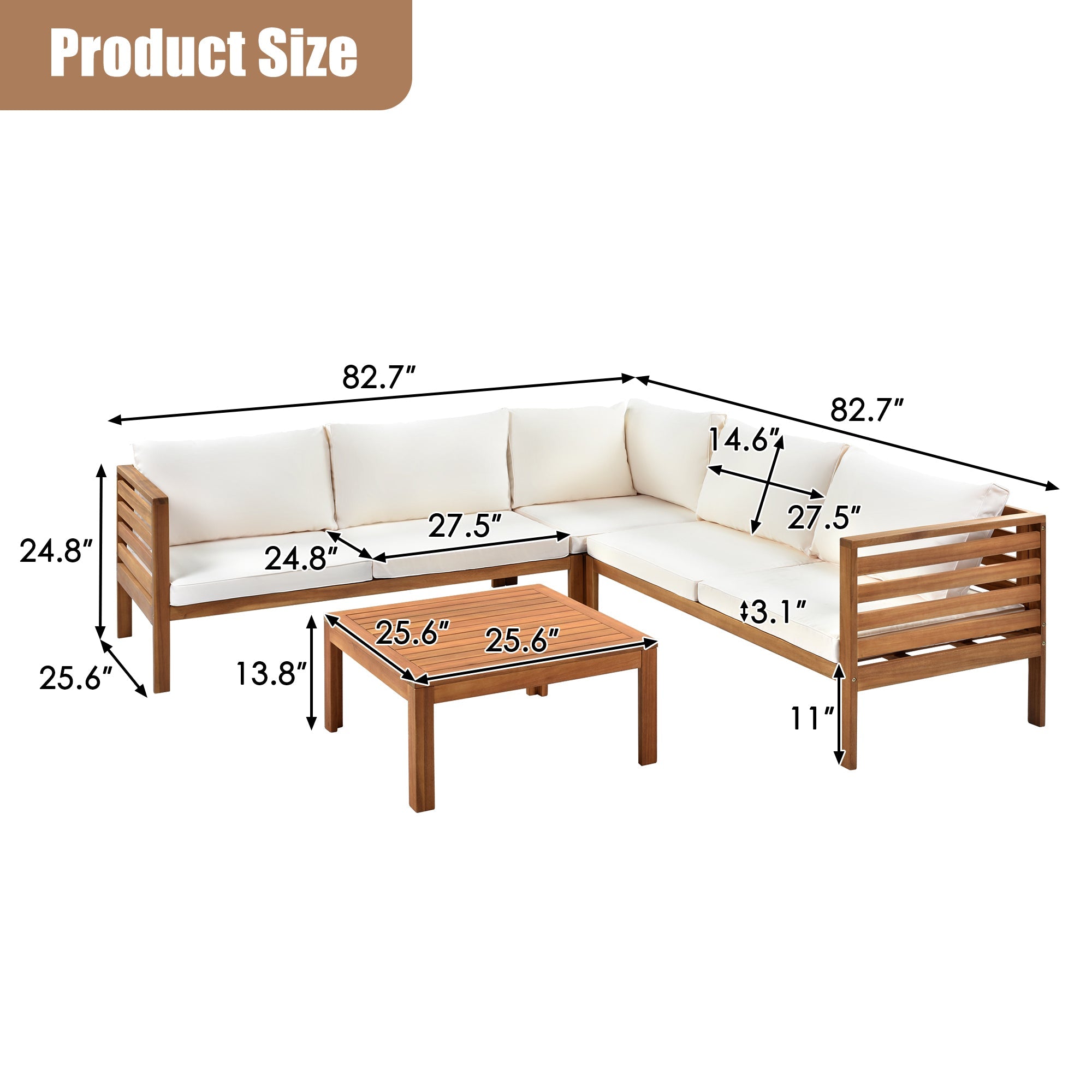 Acacia wood outdoor sofa set UV resistant water resistant cushions durable metal frame ideal patio garden outdoor living