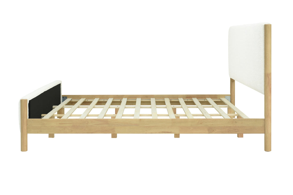 Modern White Boucle Upholstered Bed
