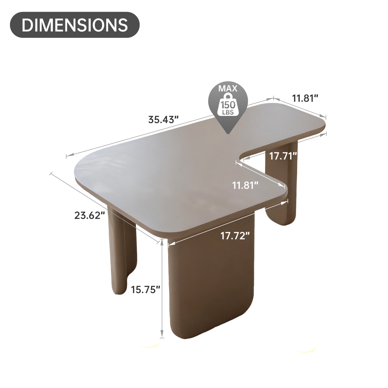 35.43' L-Shape Modern Coffee Table