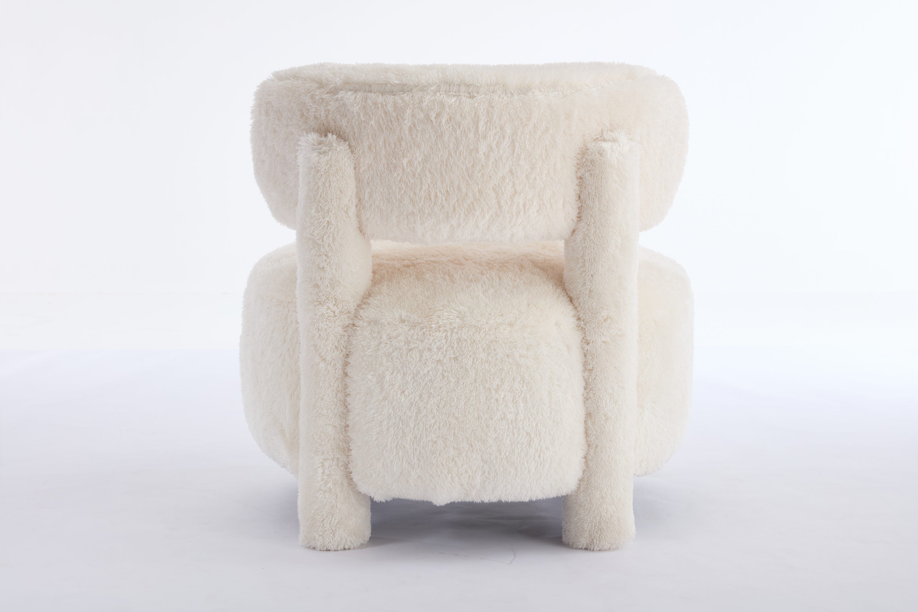 Fur/Teddy Fabric Armless Accent Chair with Curved Backrest