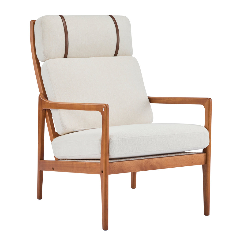 Modern Solid Wood Frame Ergonomic Accent Armchair with High Back