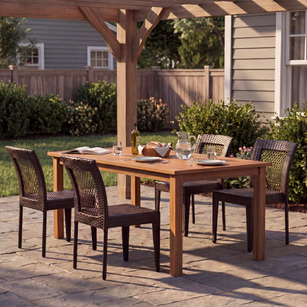 Outdoor Dining Chairs Set of Stackable UV Resistant Rattan Steel Frame Patio Garden
