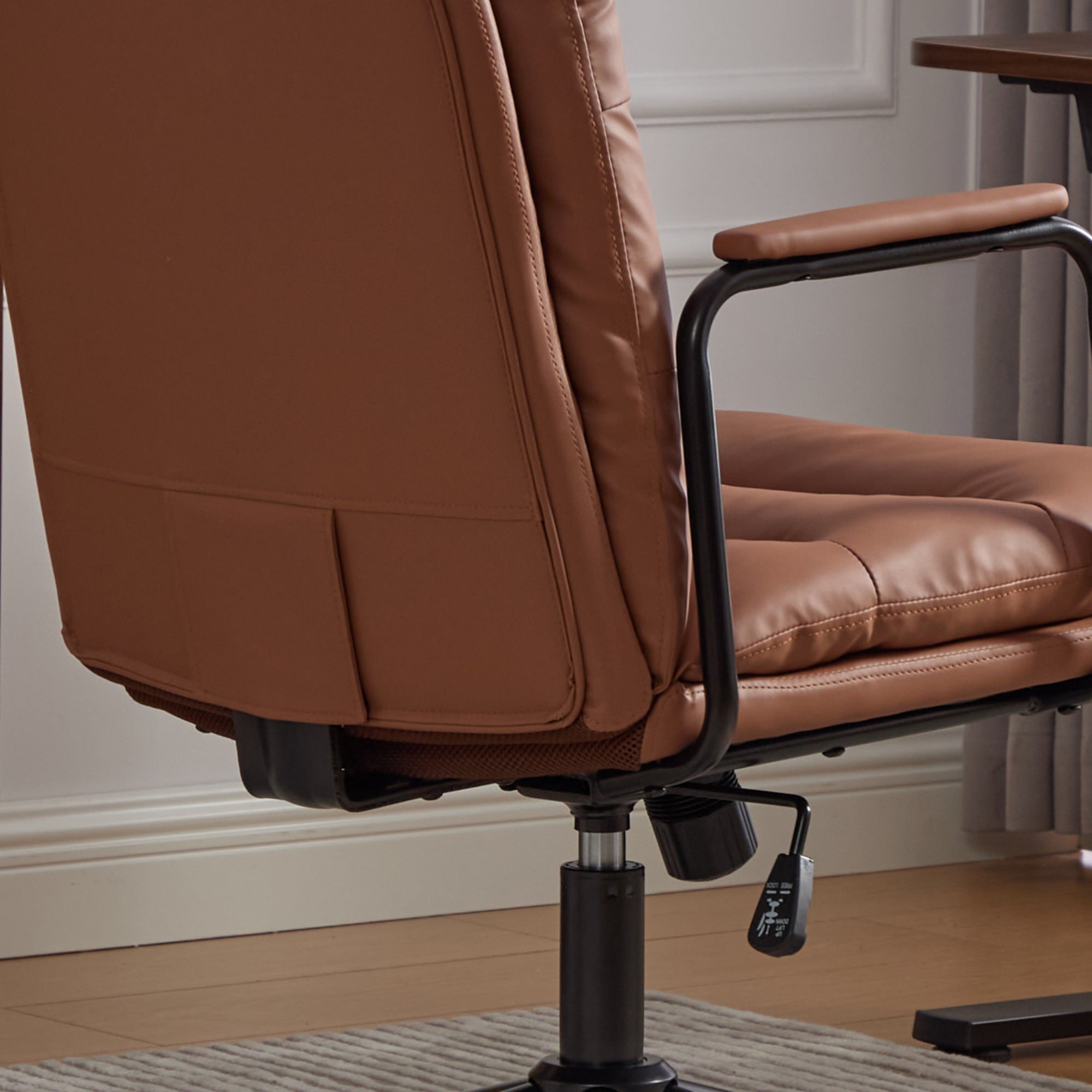 Mid Back Home Office Ergonomic PU Leather Computer Rolling Swivel Chair