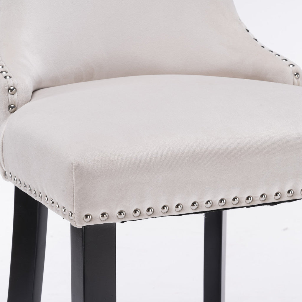 Leisure Style Velvet Upholstered Wing-Back Barstools (Set of 2)