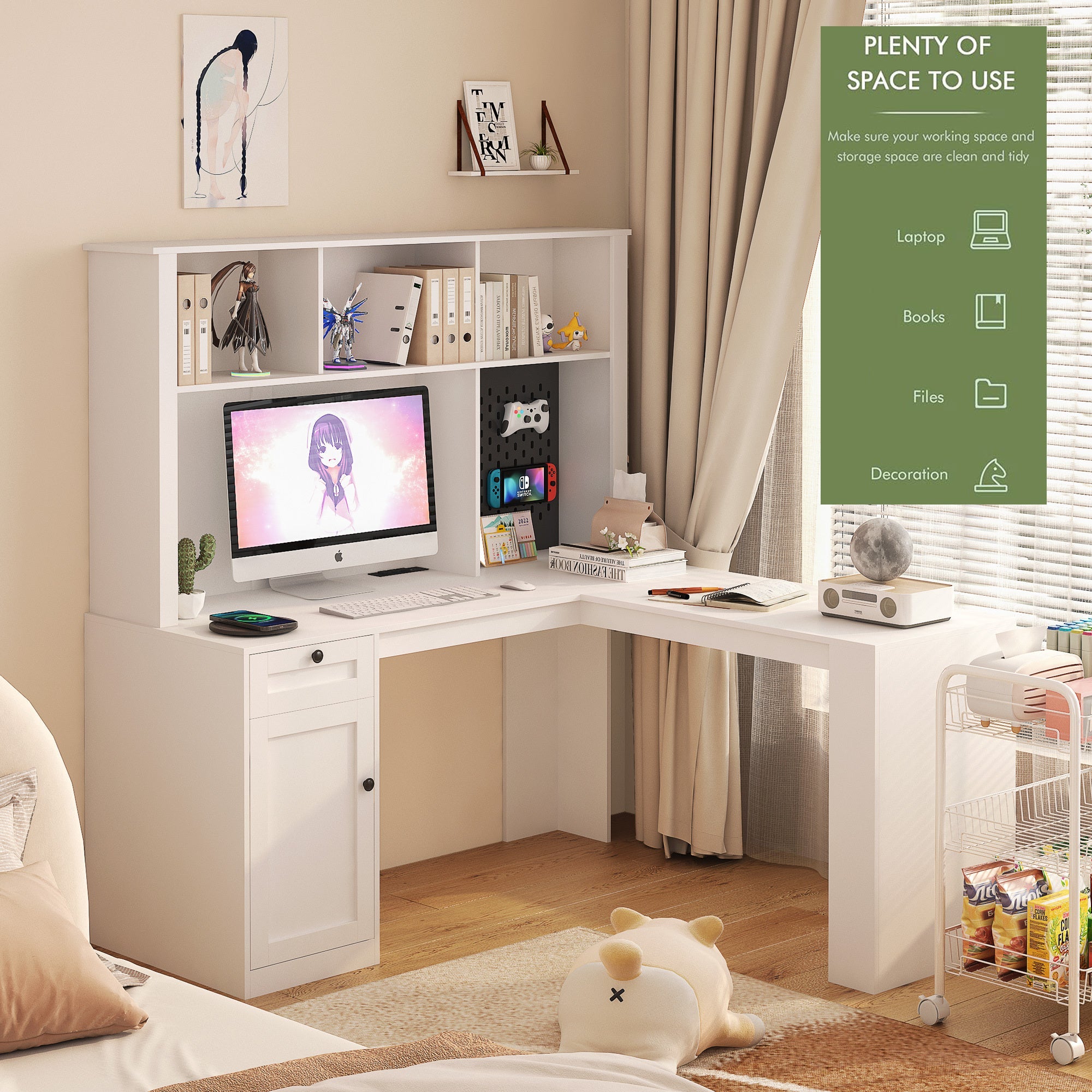 L Shaped Desk with Drawers