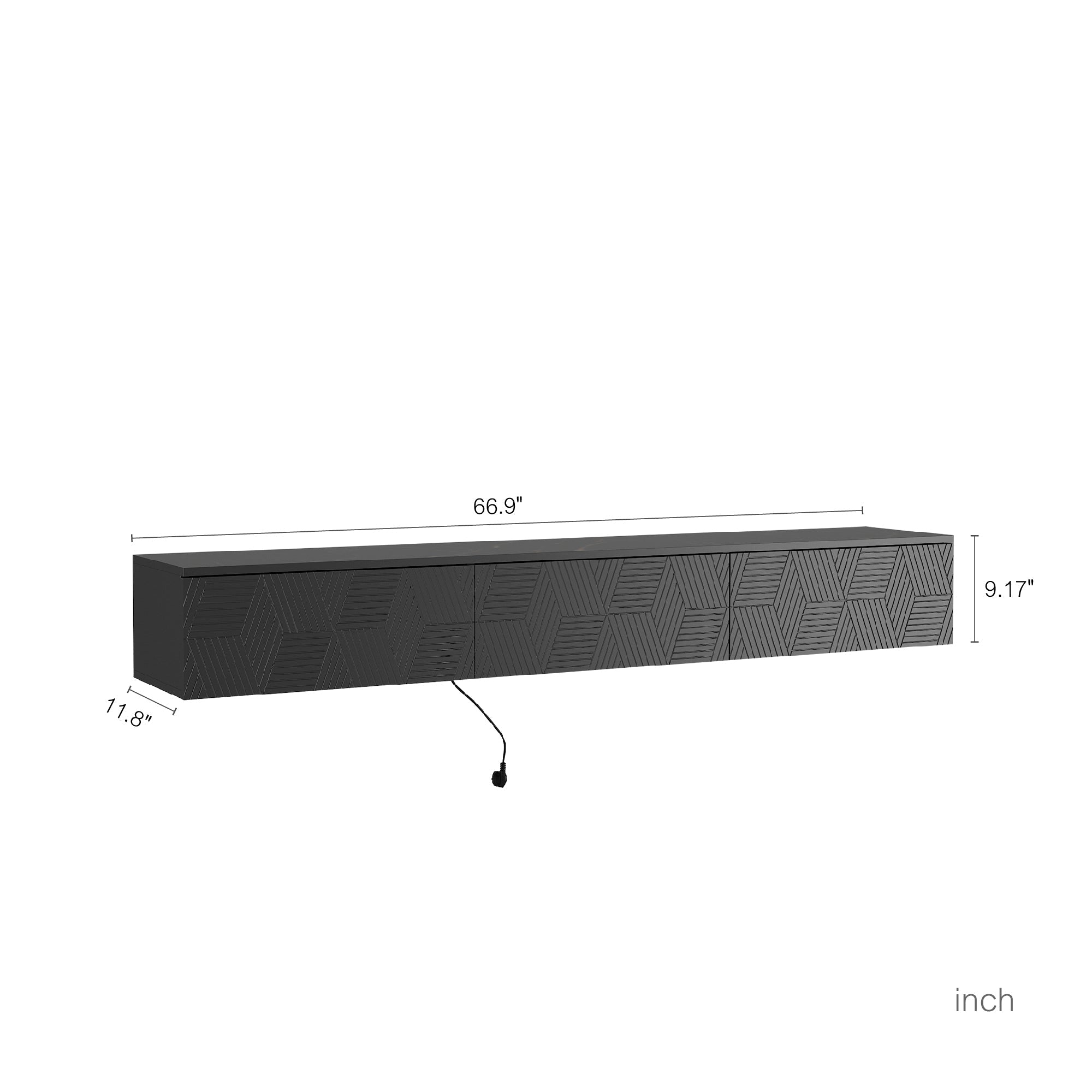 Floating TV Stand Wall Mounted with 16 Color LED
