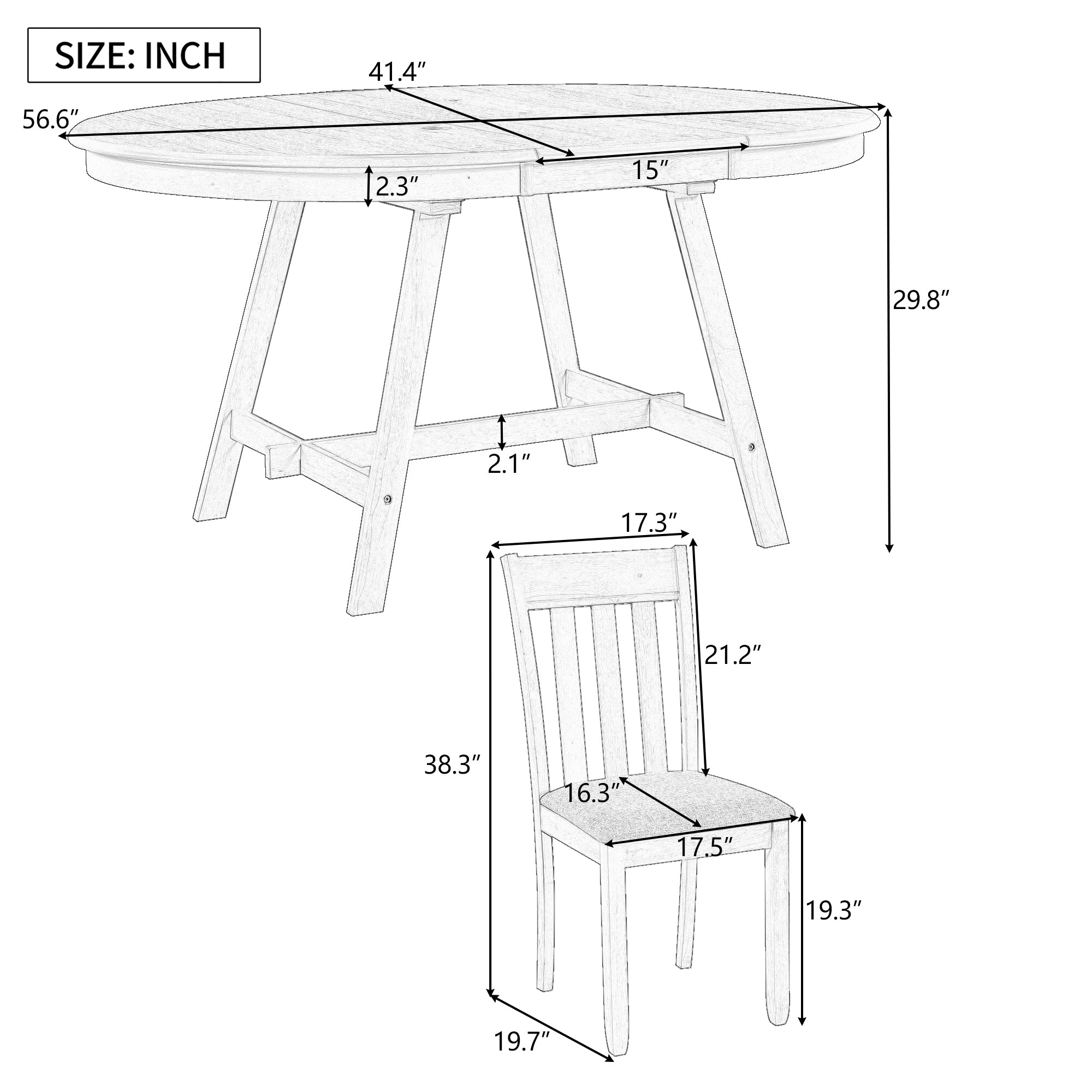 Modern Farmhouse 5-Piece Wood Dining Table Set