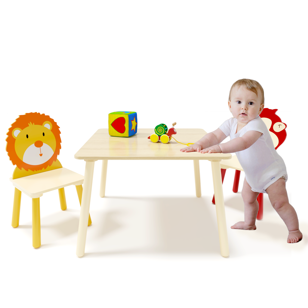 Kids Wooden Table and 2 Chairs Set