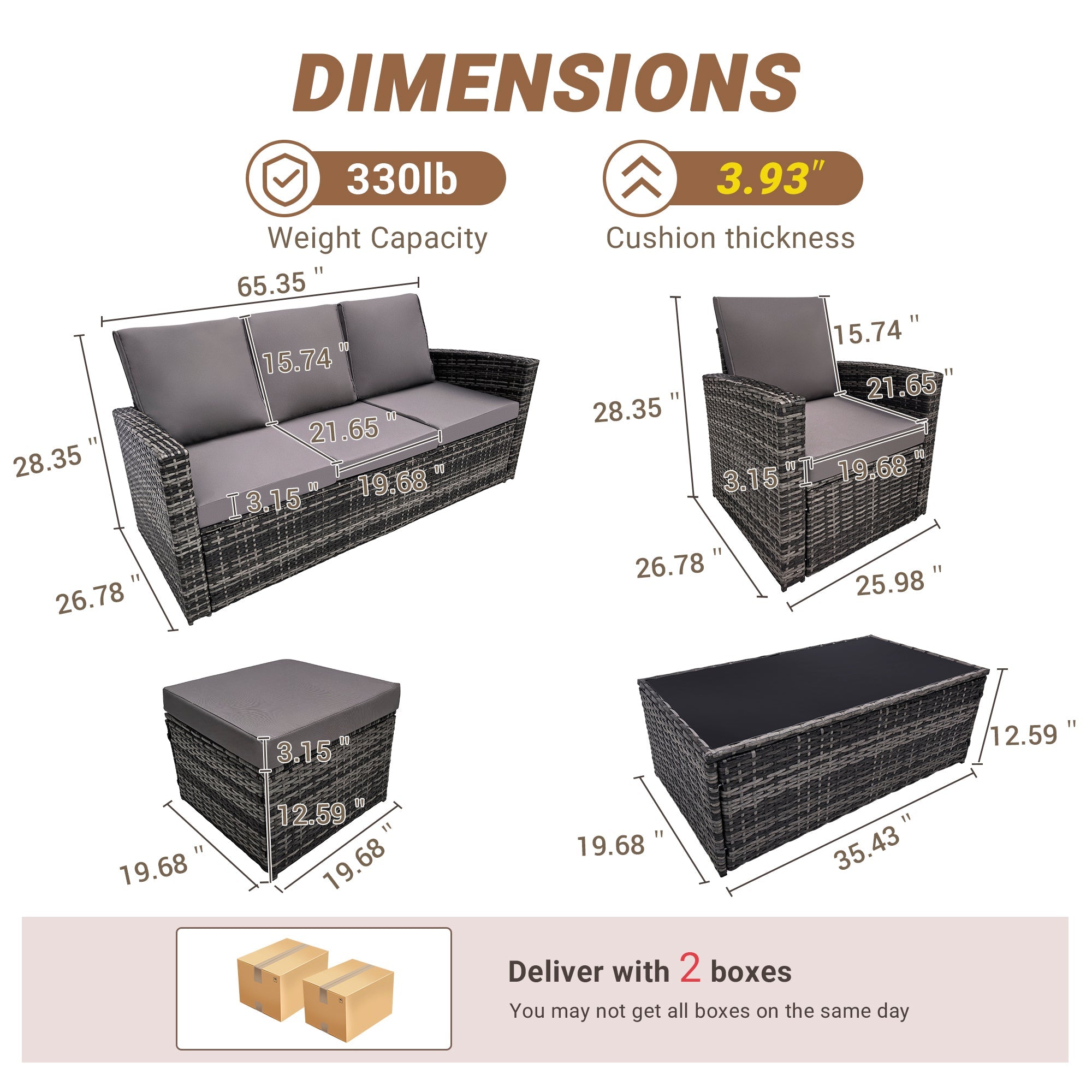 Outdoor Sectional Patio Set Half Moon Round Sofa for Backyard Garden