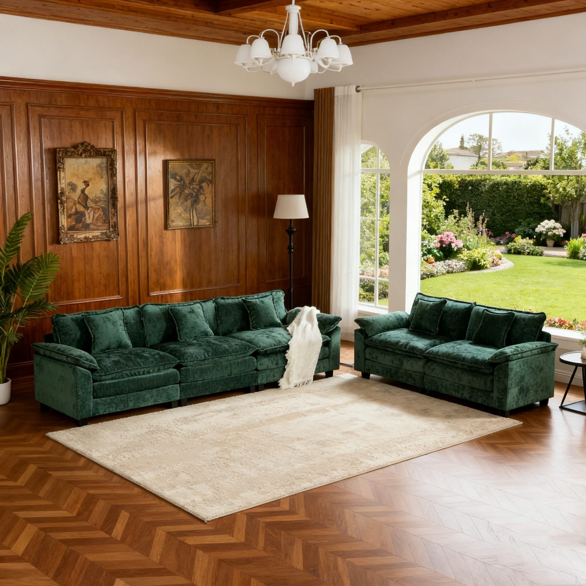 Modern Comfy Upholstered Seat Cushion Sectional Couch (Ottoman is Not Included)