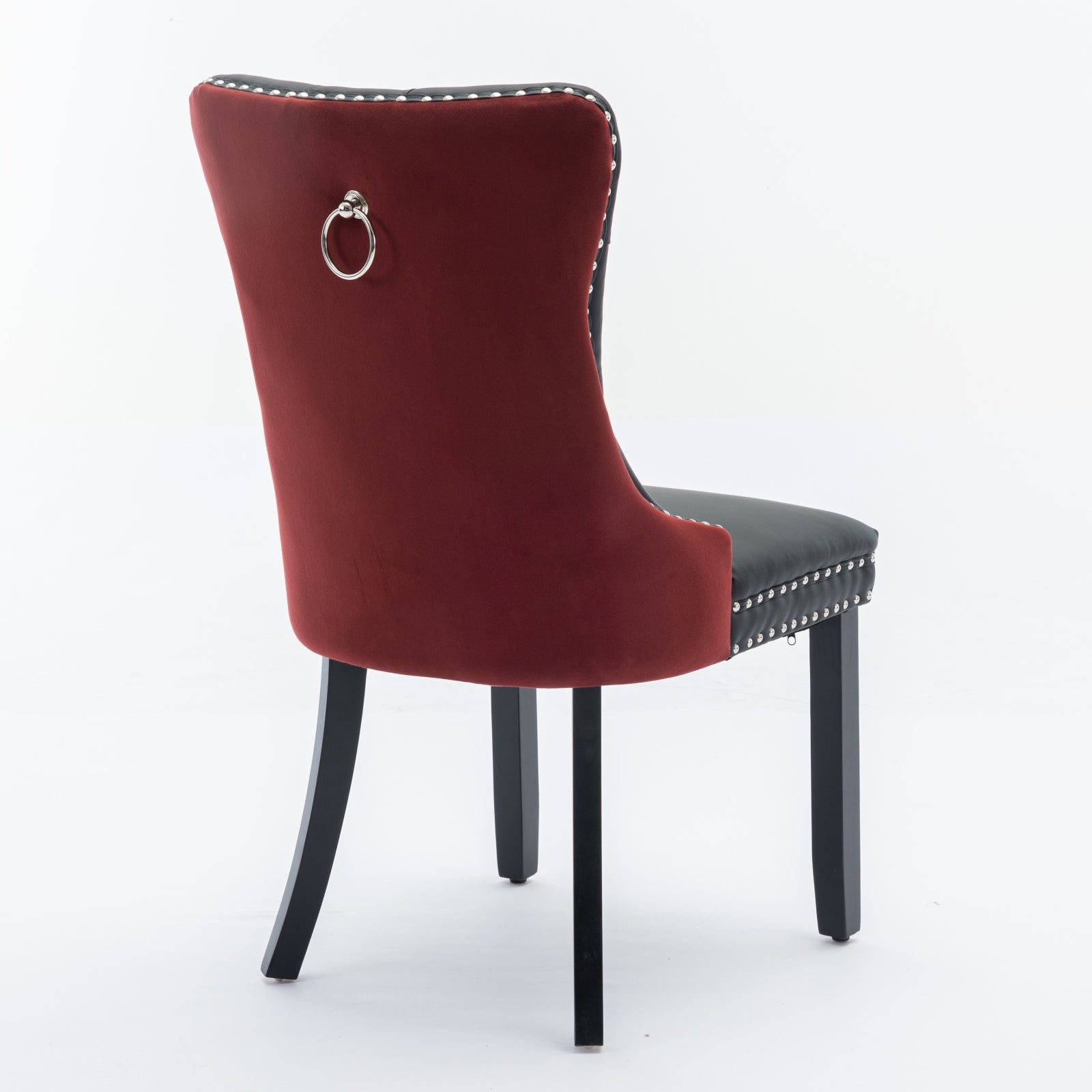 Tufted Solid Wood PU Upholstered Dining Chair with Wood Legs (Set of 2)